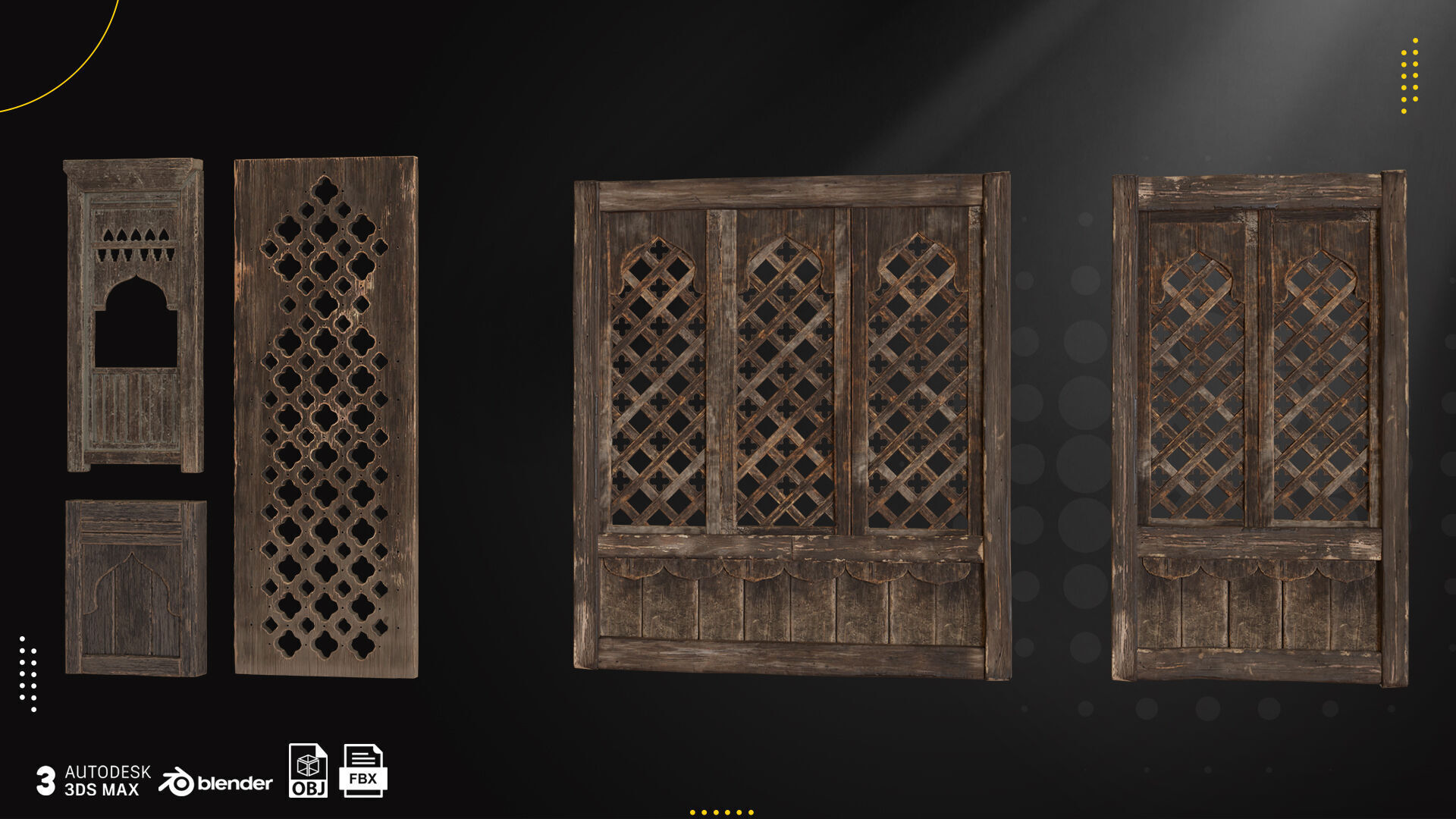 30 Old Door and Window Low-poly 3D model_5