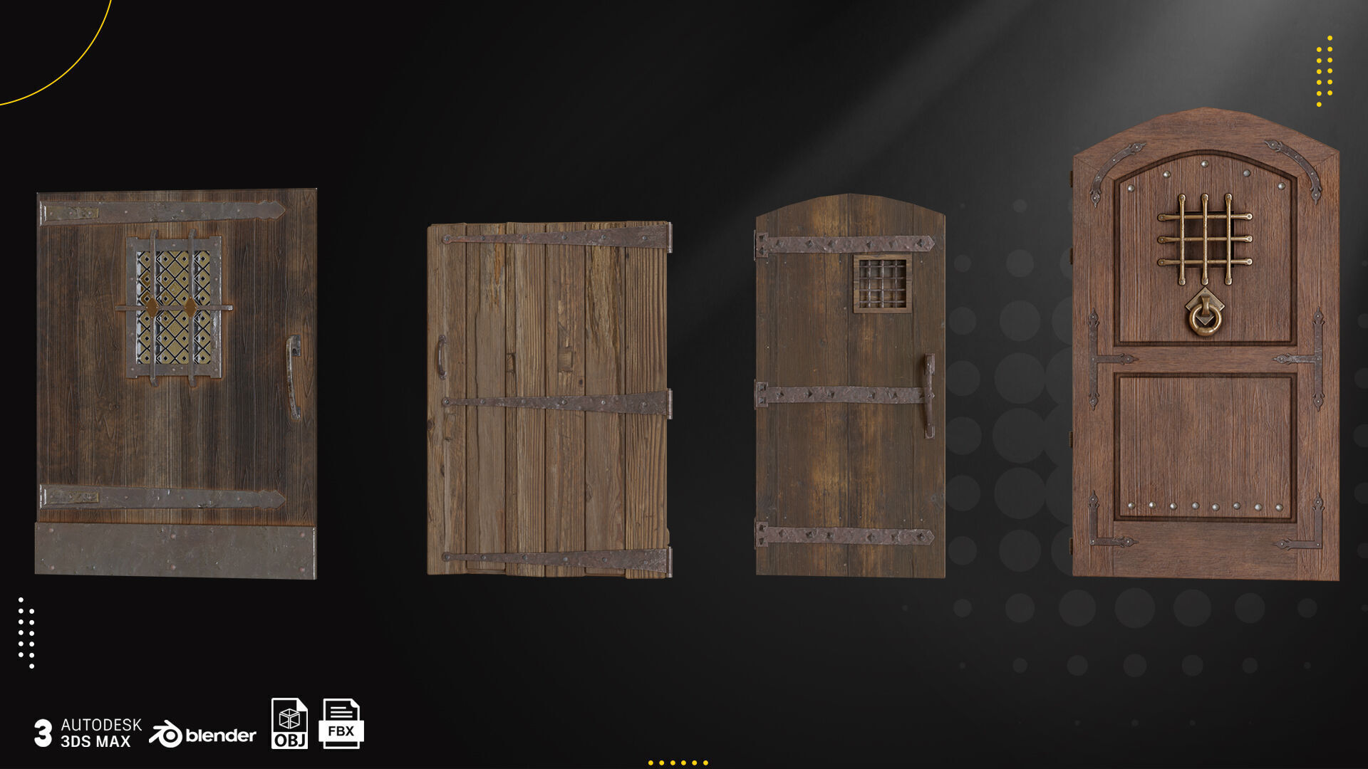 30 Old Door and Window Low-poly 3D model_2