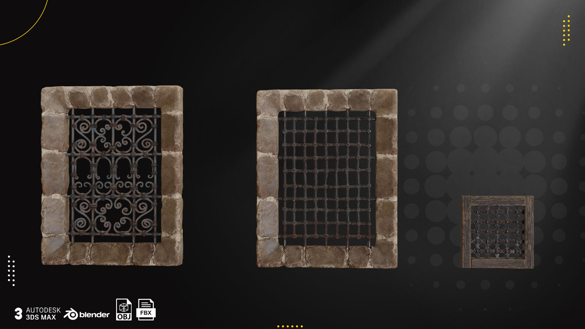 30 Old Door and Window Low-poly 3D model_6