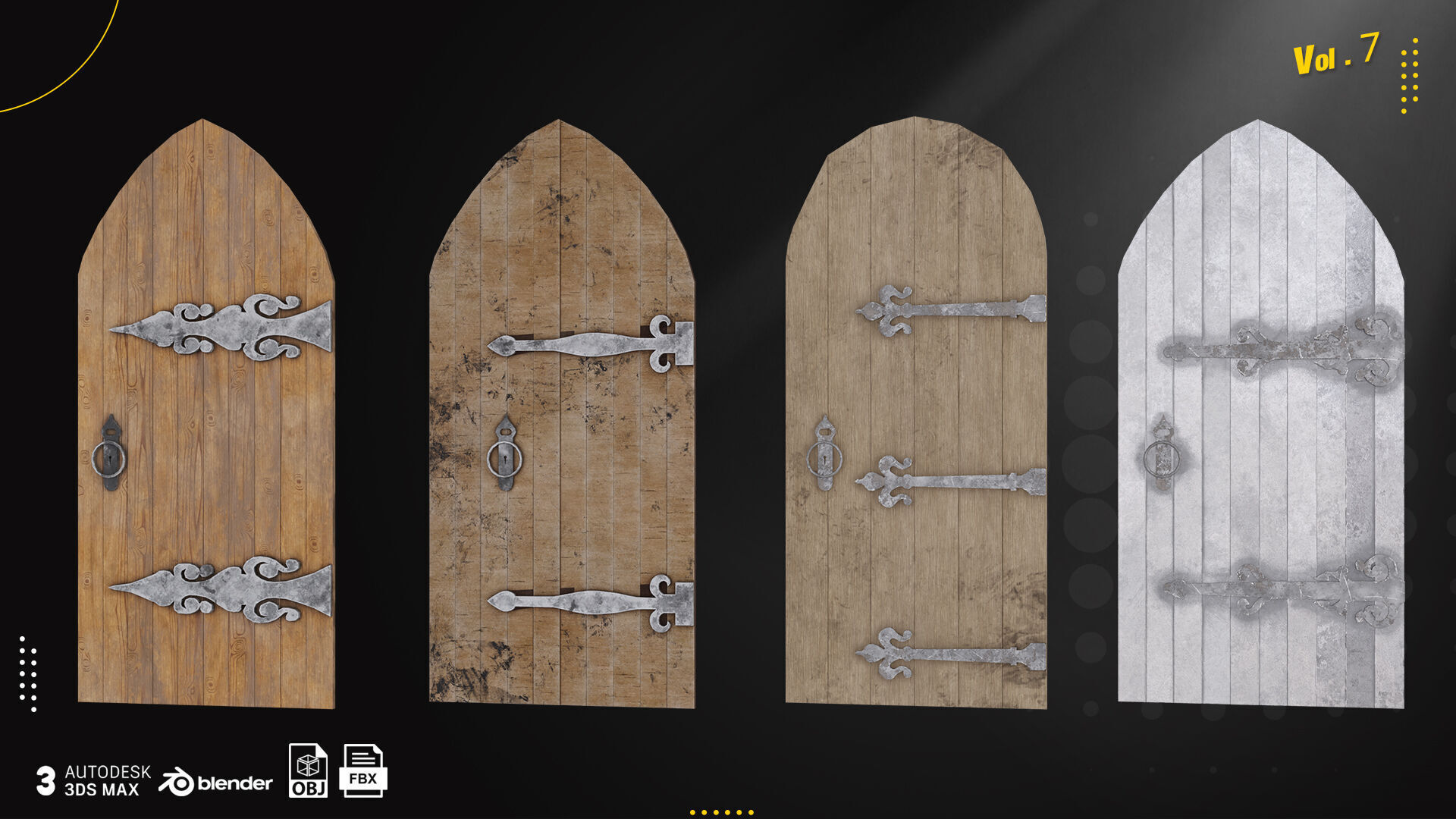 30 Old Door and Window Low-poly 3D model_7