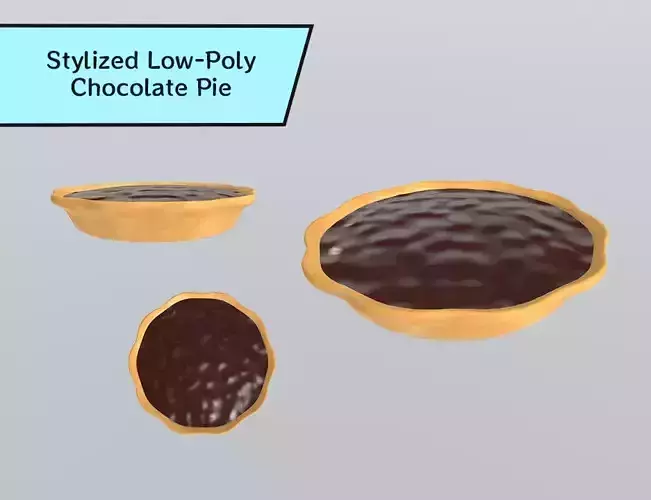 Stylized Low-Poly Chocolate Pie