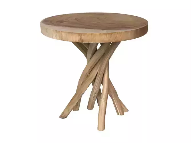 Round Live-Edge Wood Accent Table with Twisted Leg Base