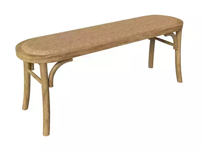 Linon Natural Bentwood Woven Rattan Seat Hank Bench