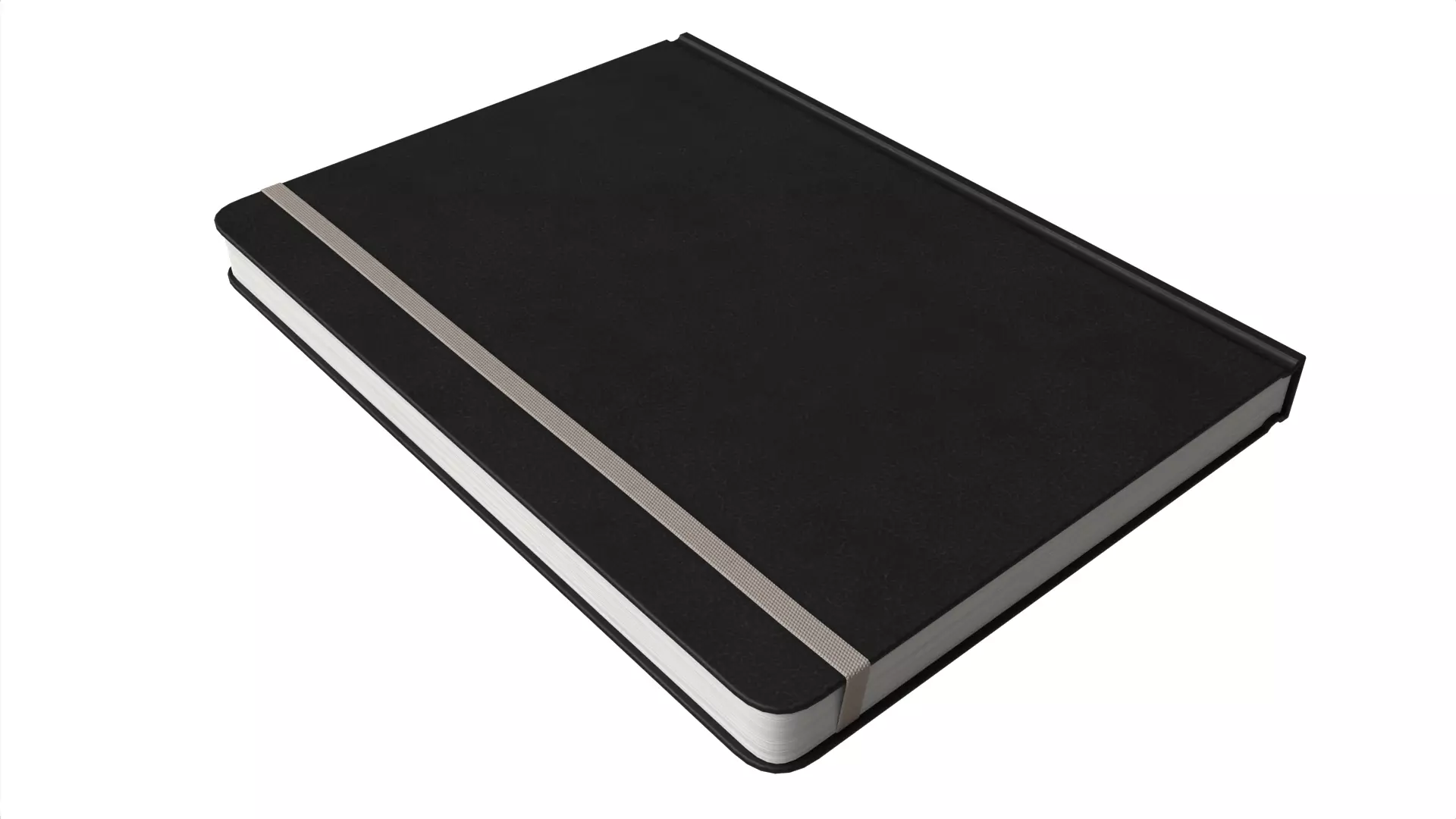 Black Classic Journal with Elastic Closure Low-poly 3D model_3