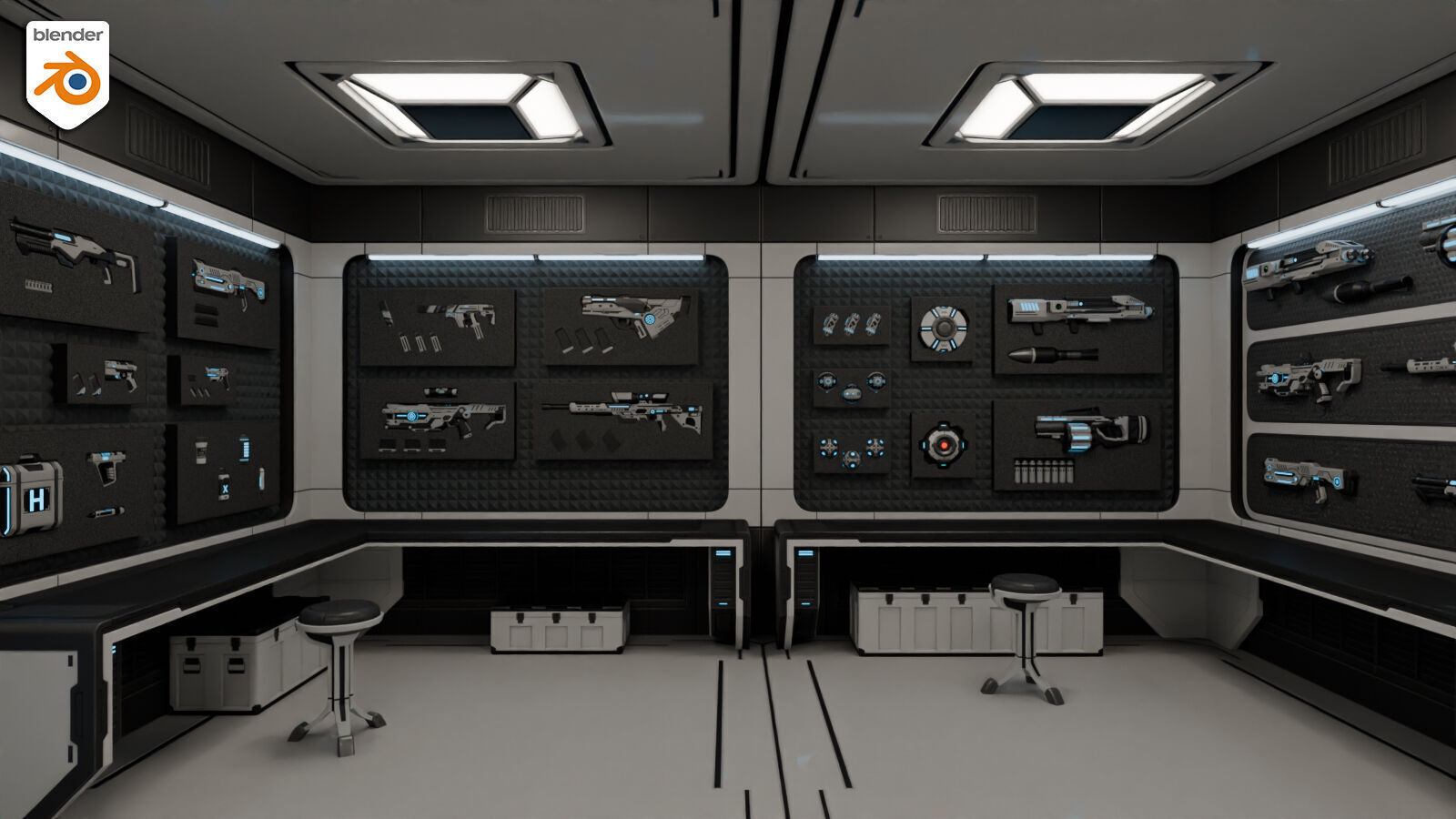 SciFi Weapon Loft Interior Low-poly 3D model_19
