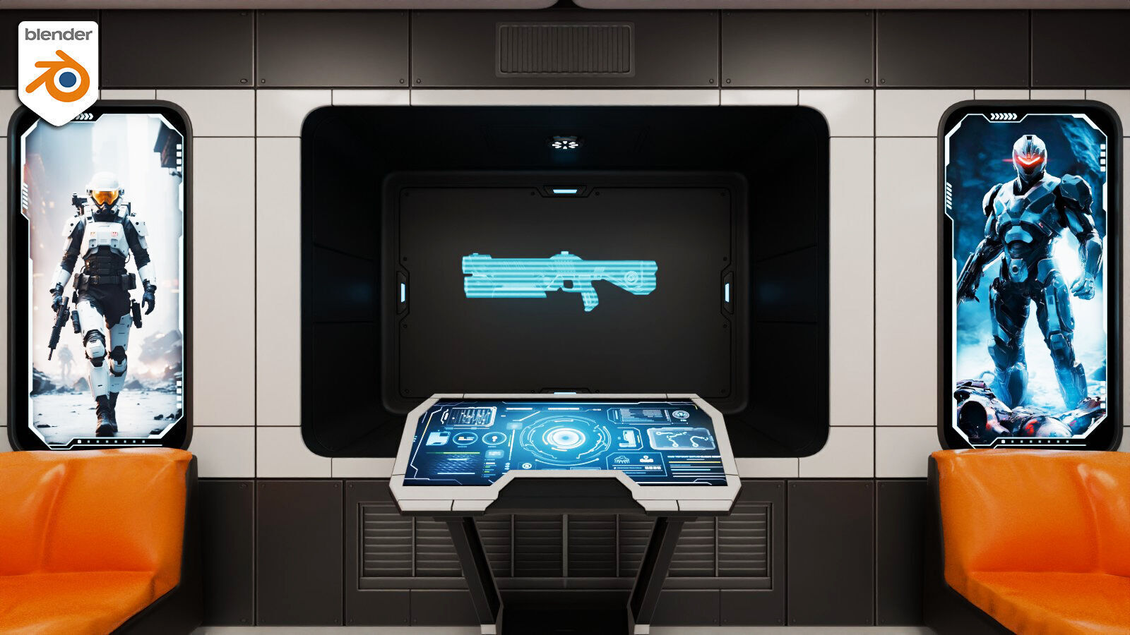 SciFi Weapon Loft Interior Low-poly 3D model_12