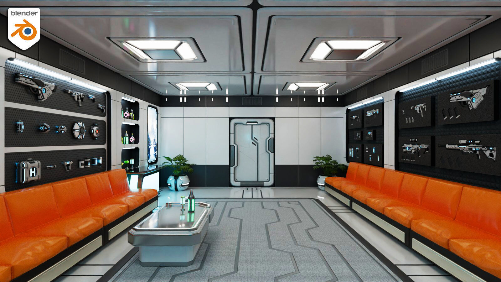 SciFi Weapon Loft Interior Low-poly 3D model_13