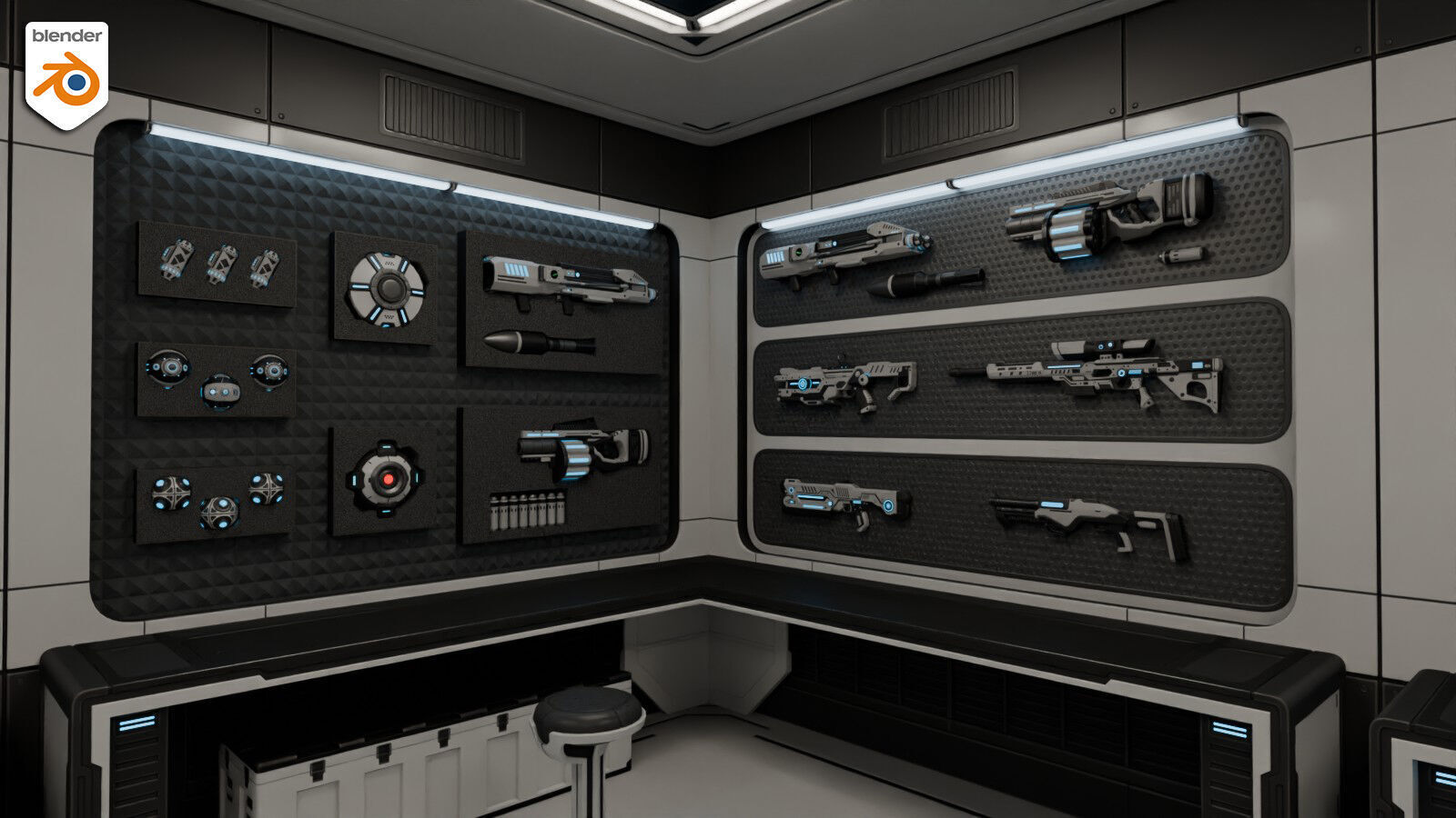 SciFi Weapon Loft Interior Low-poly 3D model_18