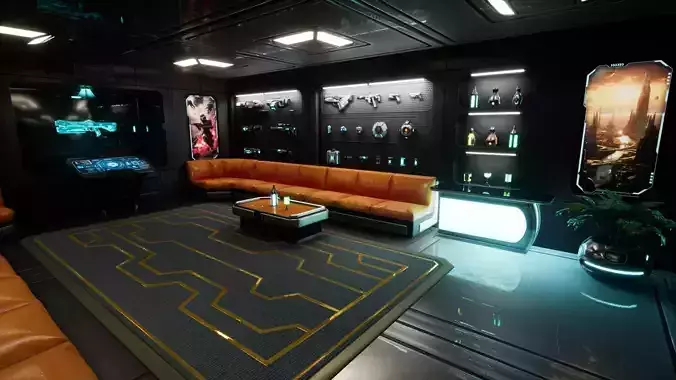 SciFi Weapon Loft Interior Low-poly 3D model