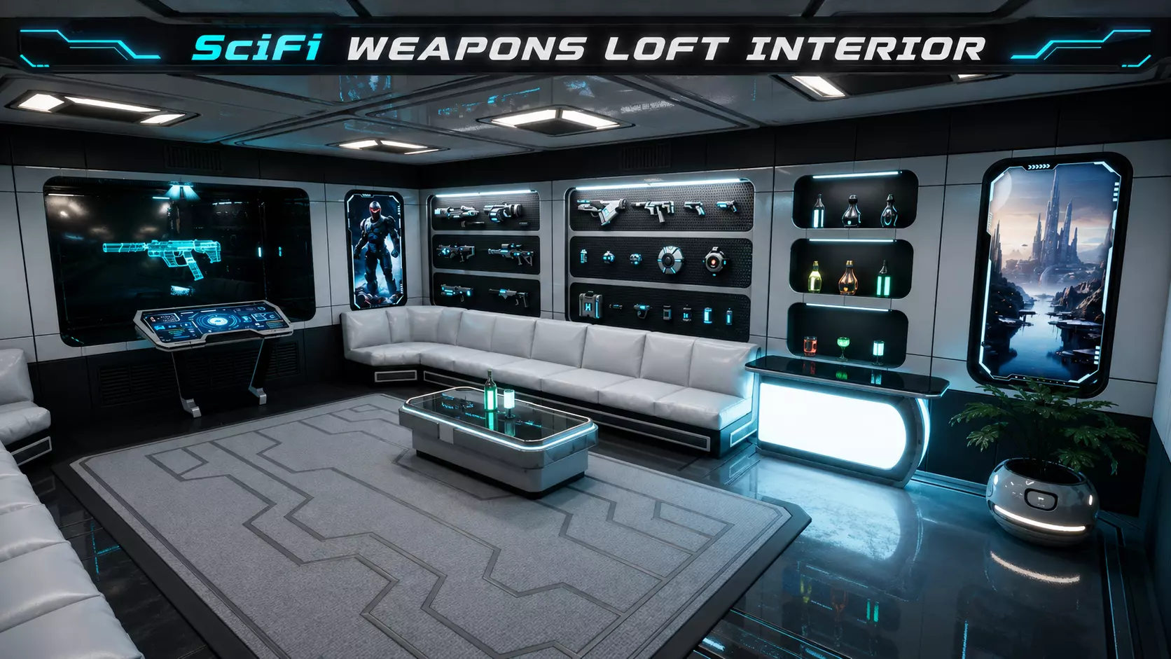 SciFi Weapon Loft Interior Low-poly 3D model