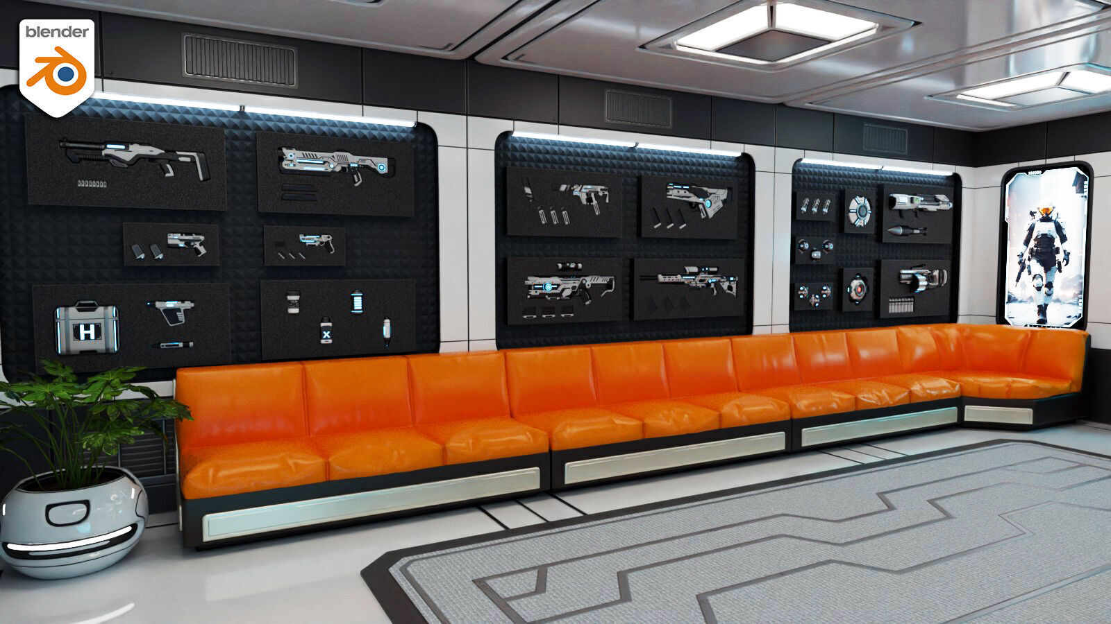 SciFi Weapon Loft Interior Low-poly 3D model_11