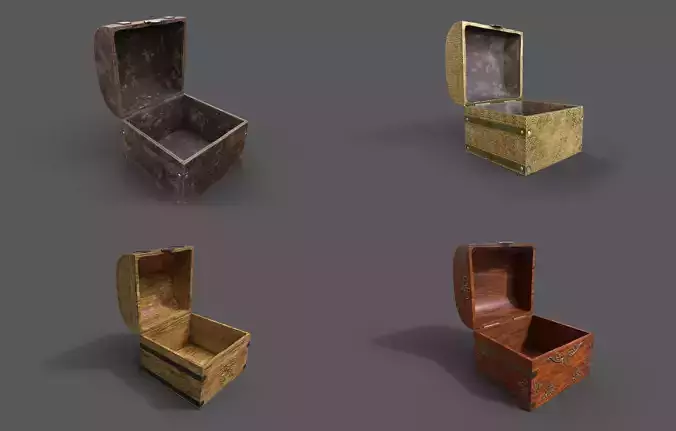 Pack 4 Chest-Storage Box 3D Model