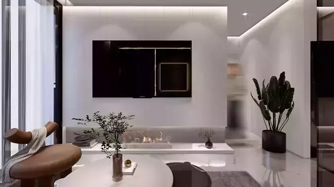 sketchup living room and open kitchen  3D model
