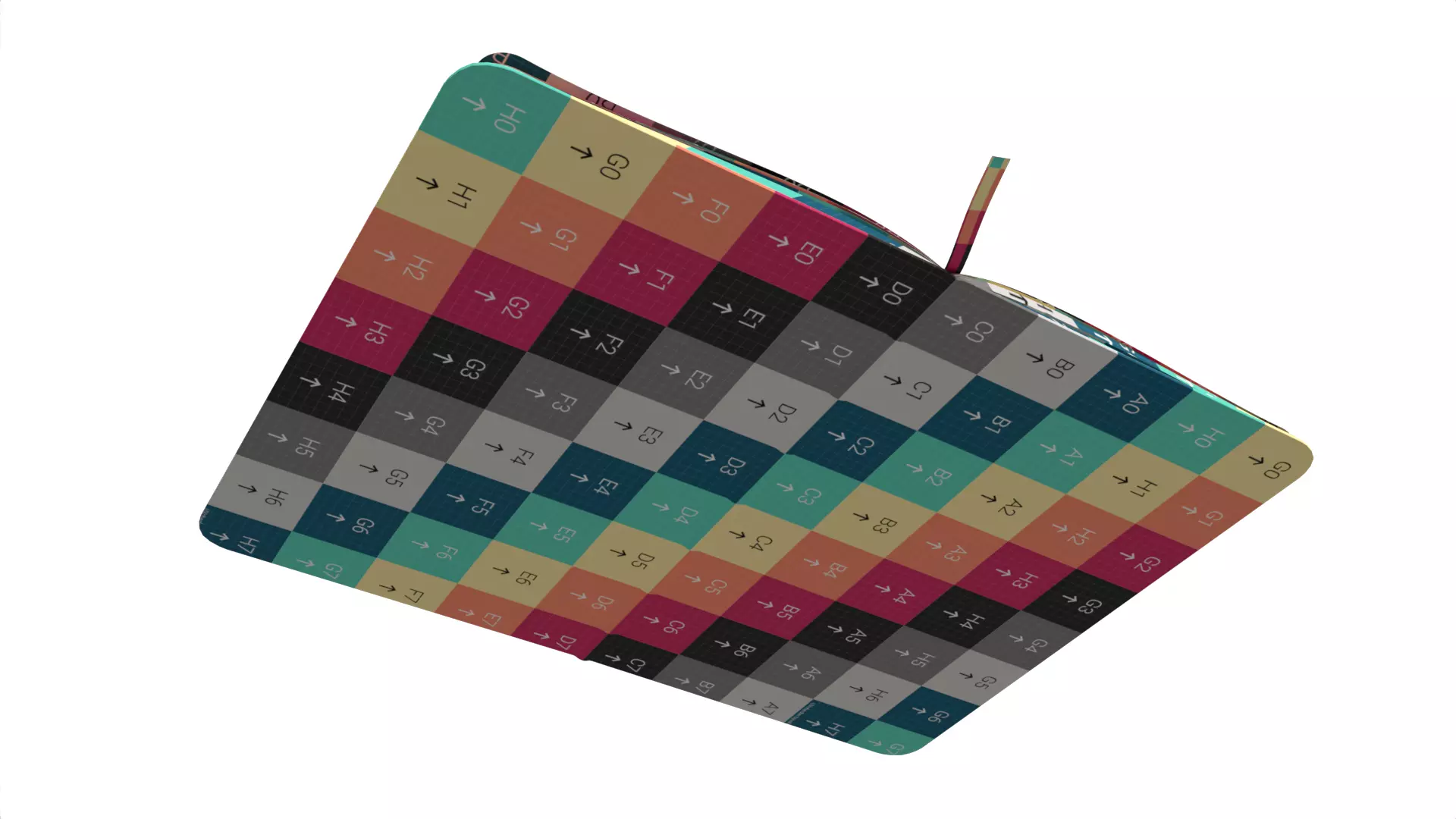 Open Black Softcover Journal with Ribbon Bookmark Low-poly 3D model_7