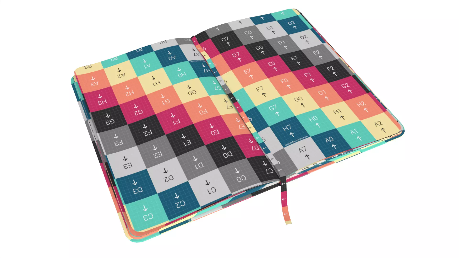 Open Black Softcover Journal with Ribbon Bookmark Low-poly 3D model_8