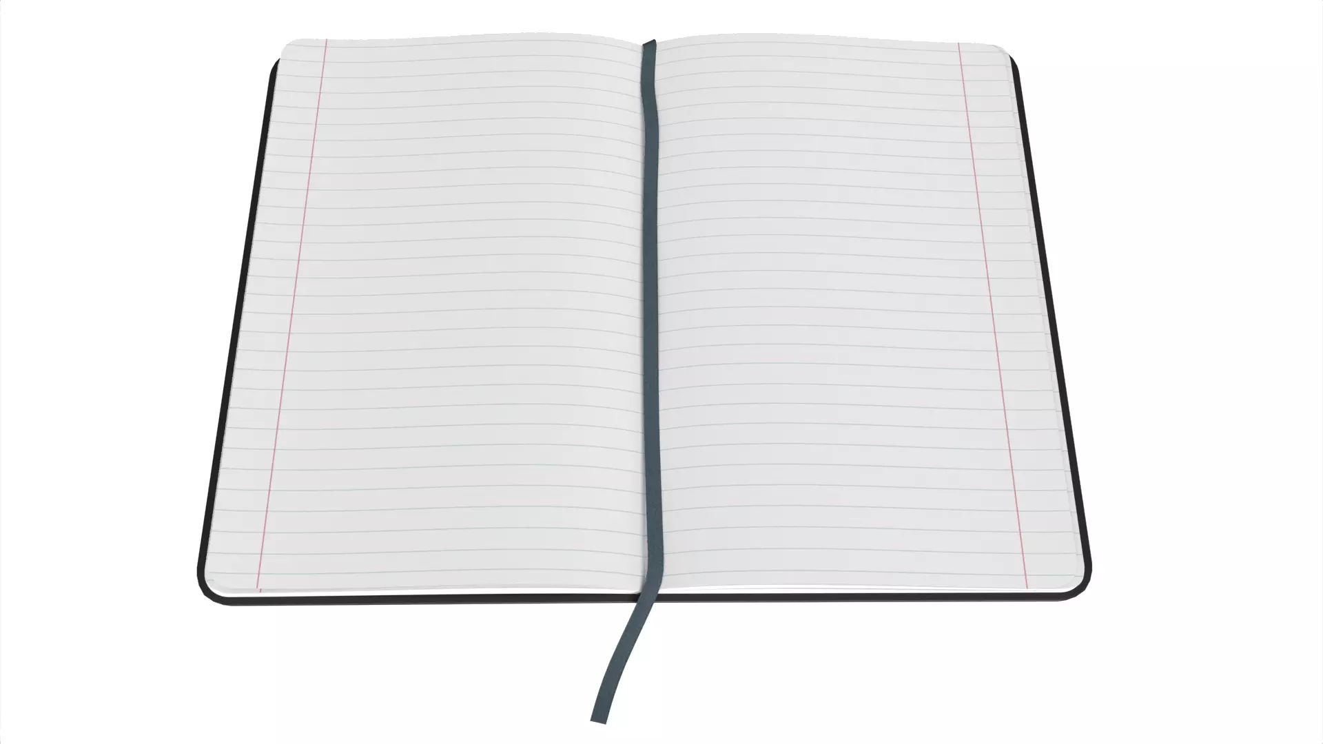 Open Black Softcover Journal with Ribbon Bookmark Low-poly 3D model_1