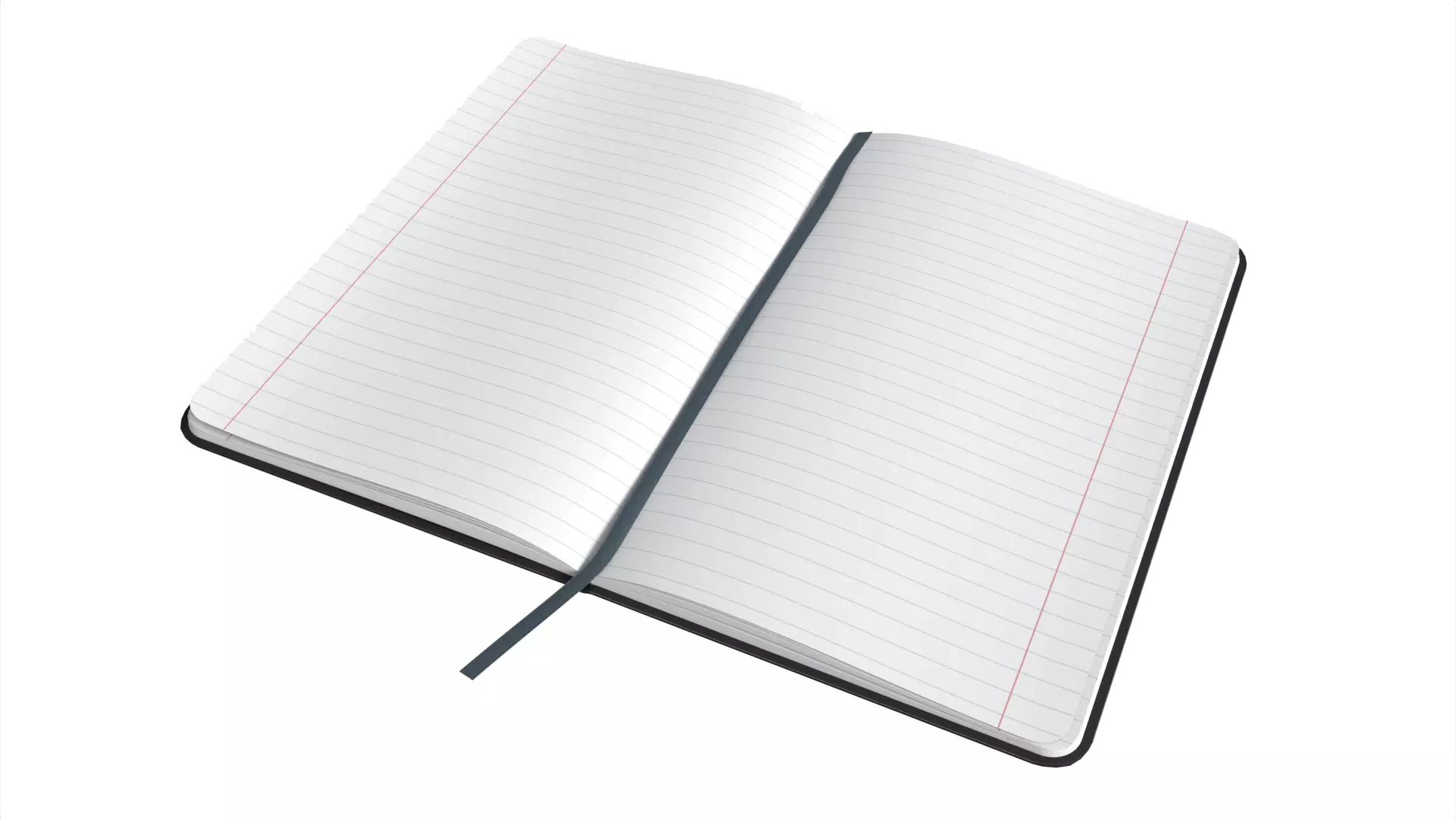 Open Black Softcover Journal with Ribbon Bookmark Low-poly 3D model_2