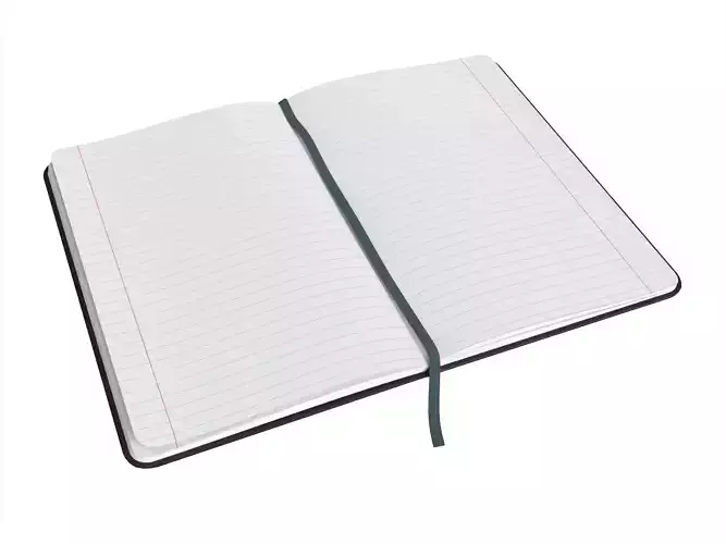 Open Black Softcover Journal with Ribbon Bookmark