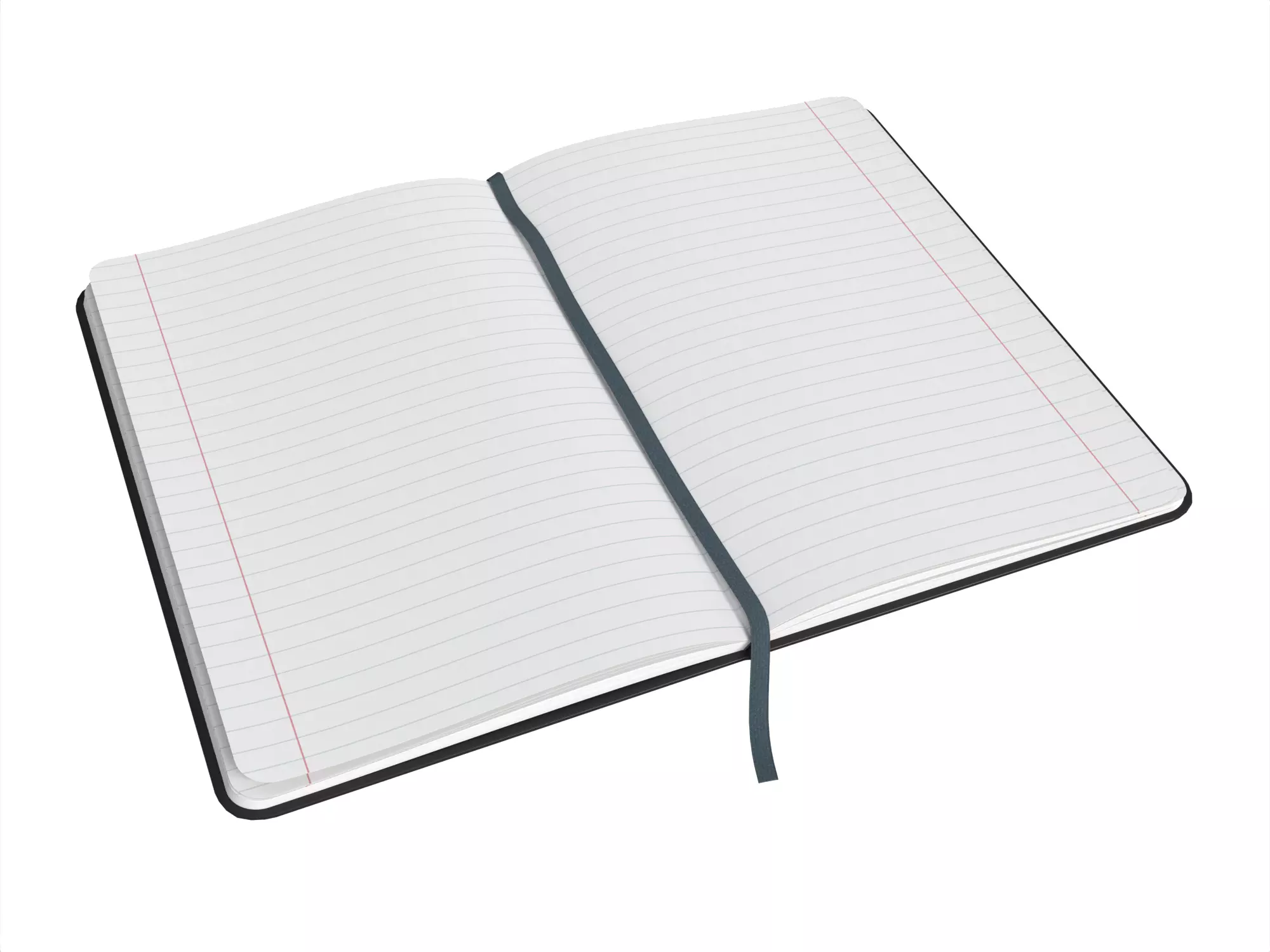 Open Black Softcover Journal with Ribbon Bookmark Low-poly 3D model_0