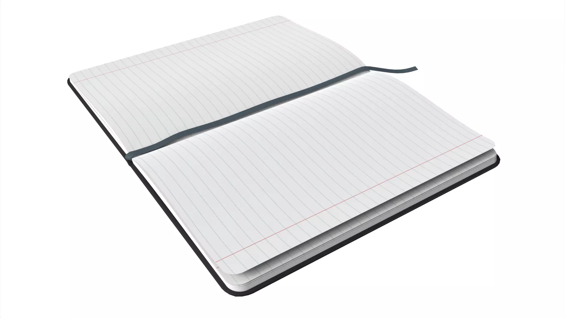 Open Black Softcover Journal with Ribbon Bookmark Low-poly 3D model_4