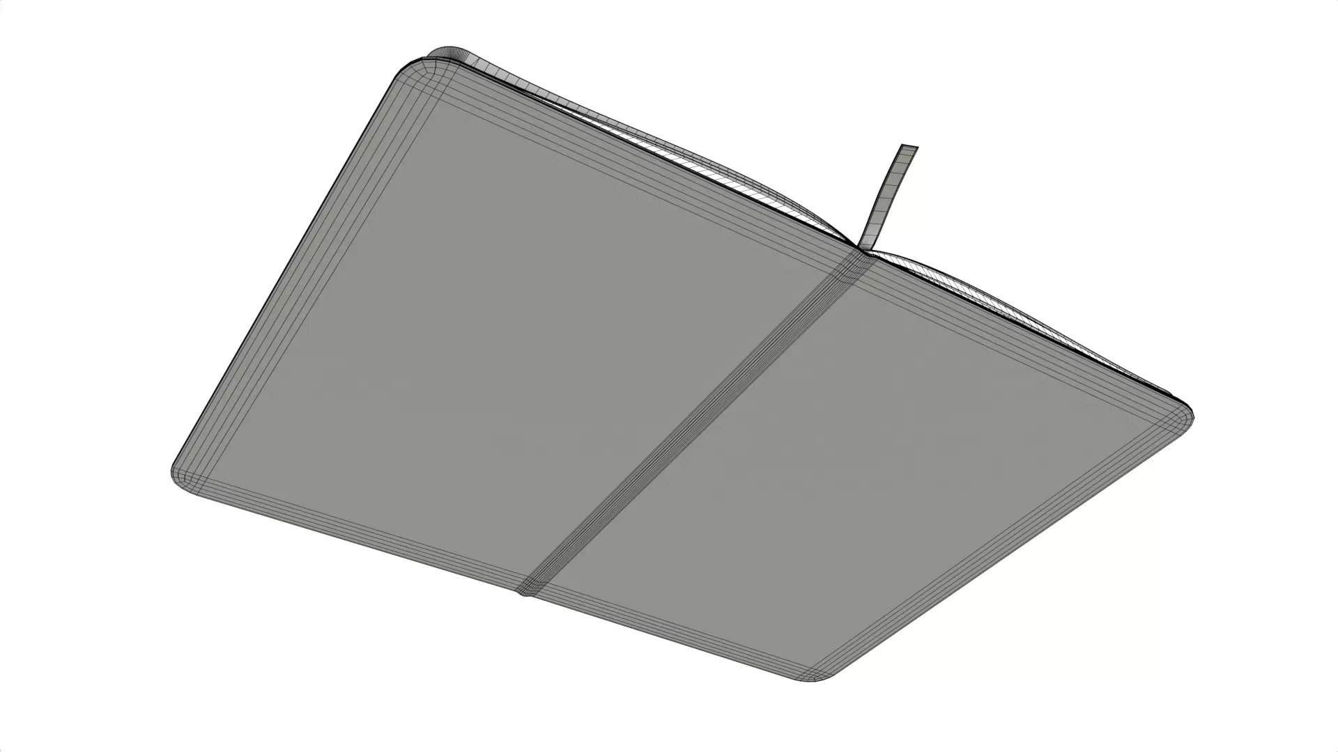 Open Black Softcover Journal with Ribbon Bookmark Low-poly 3D model_6