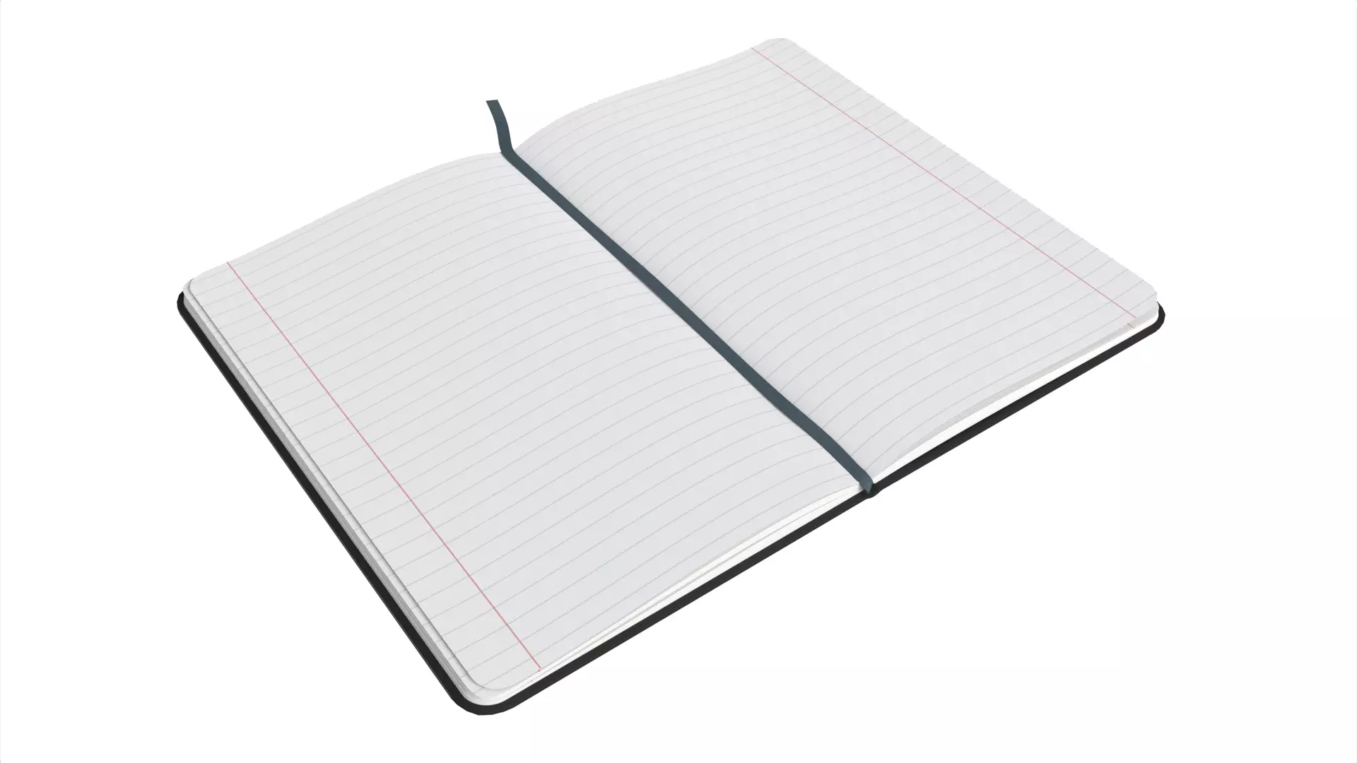 Open Black Softcover Journal with Ribbon Bookmark Low-poly 3D model_3