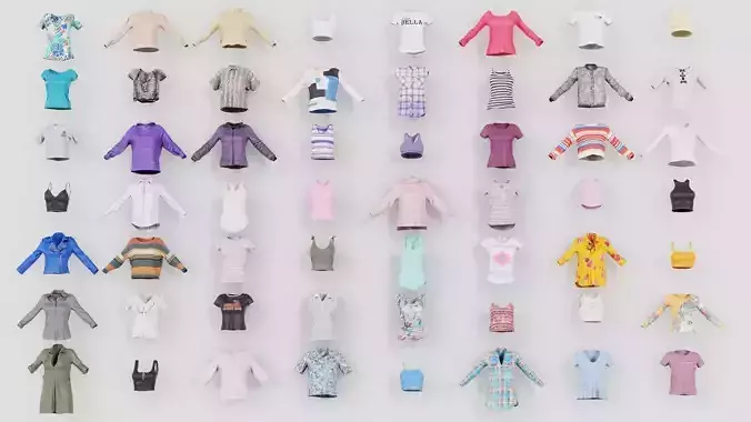 56 Tops and Jackets Collection Low-poly 3D model