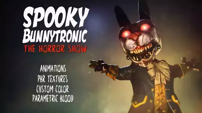 Spooky Bunnytronic - Rigged and Animated Low-poly 3D model