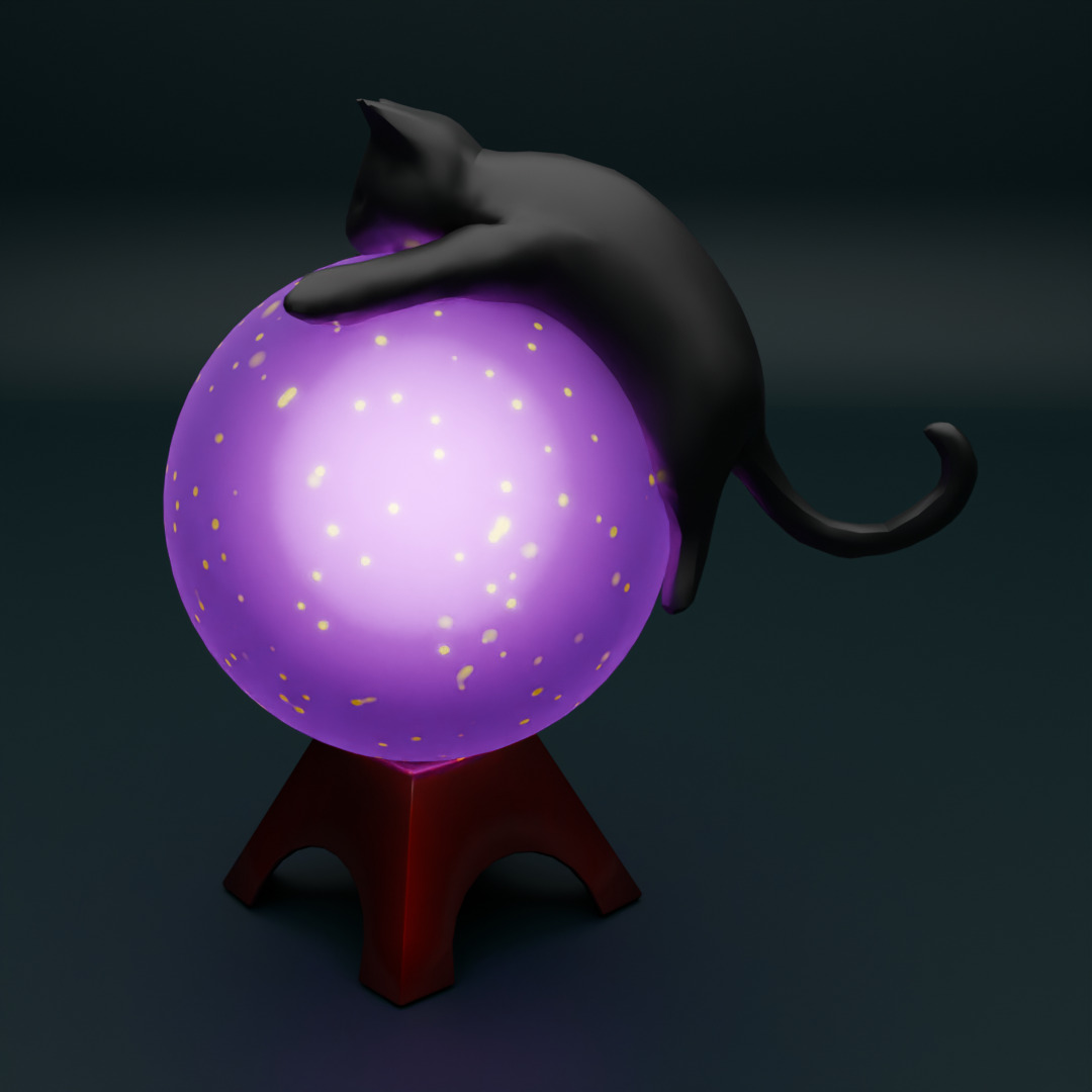 Cat lights clinging to a ball 3D model_3