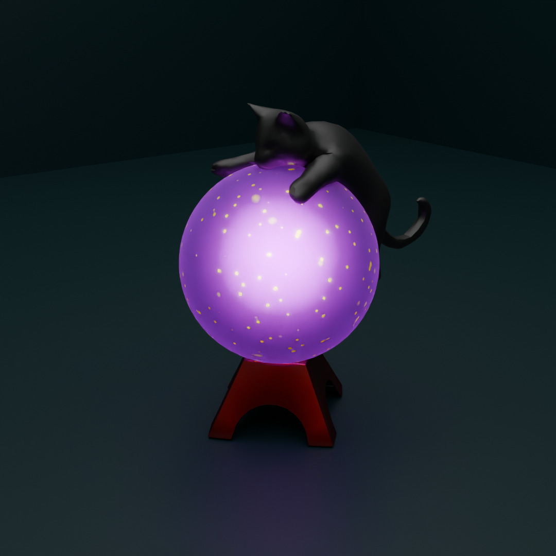 Cat lights clinging to a ball 3D model_1