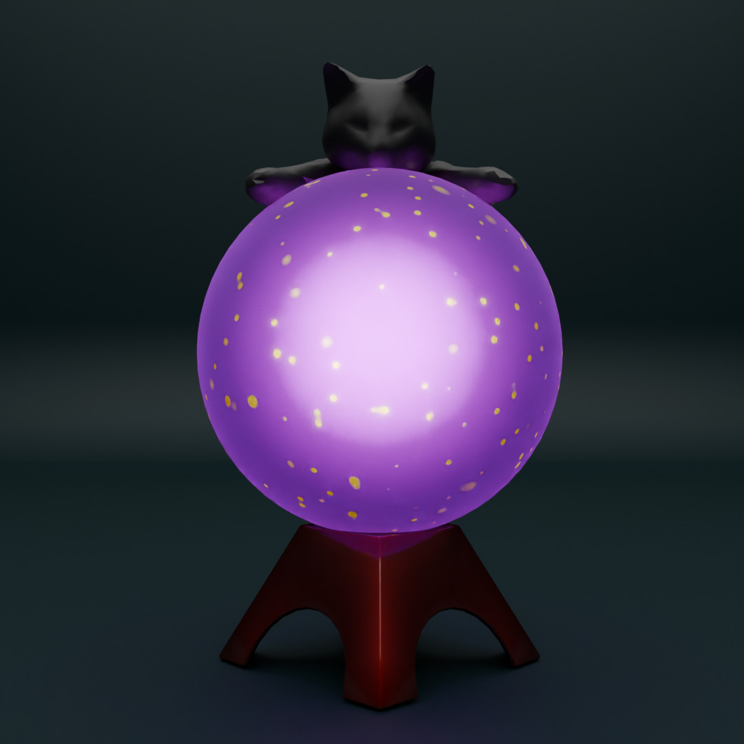 Cat lights clinging to a ball 3D model_2