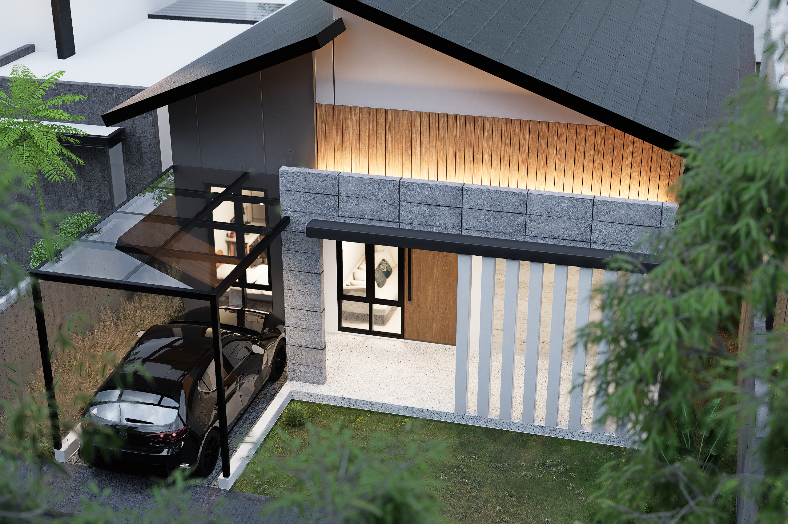 exterior  interior House design  8x13meter 1 floor 3D model_23