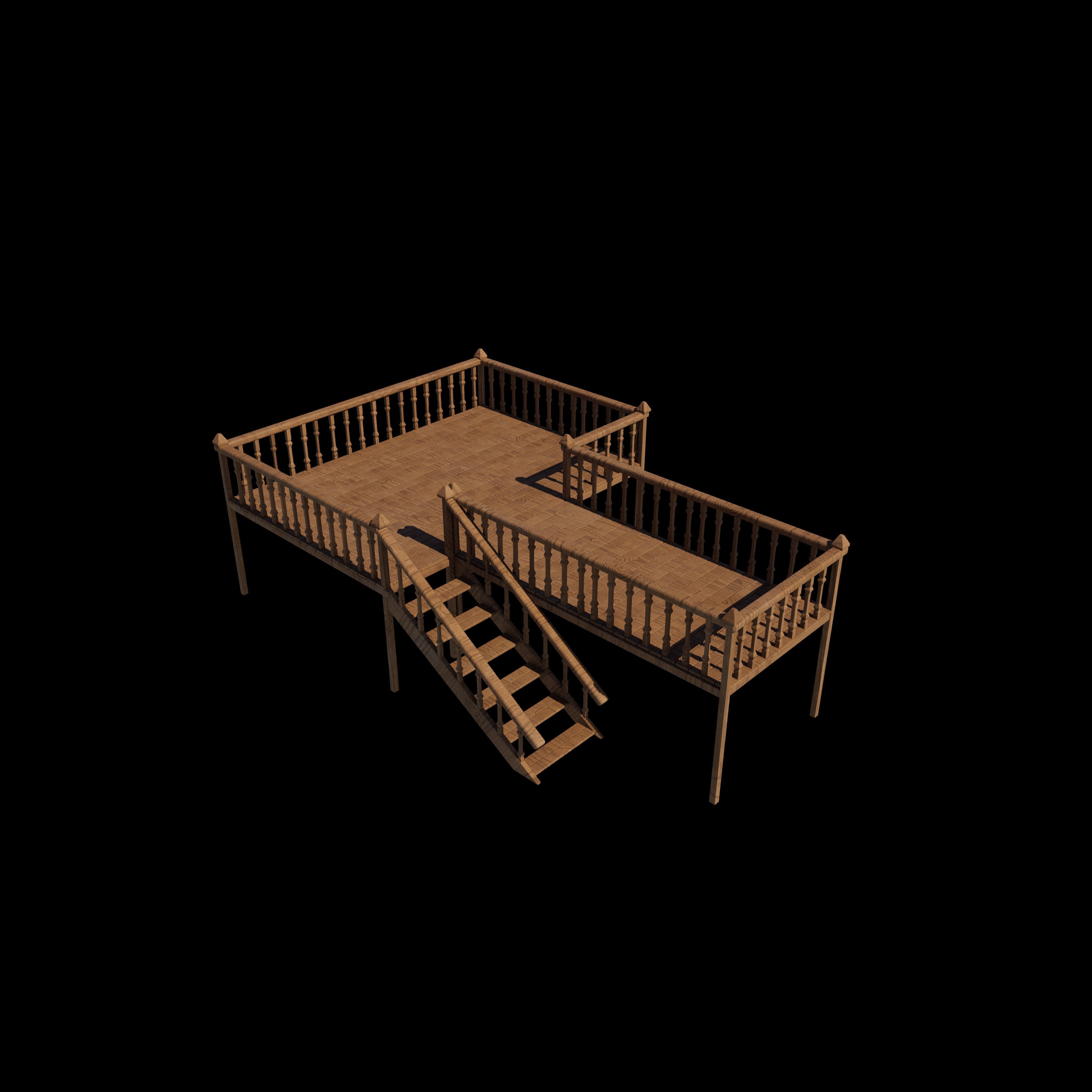 Wood Deck 3D model_2