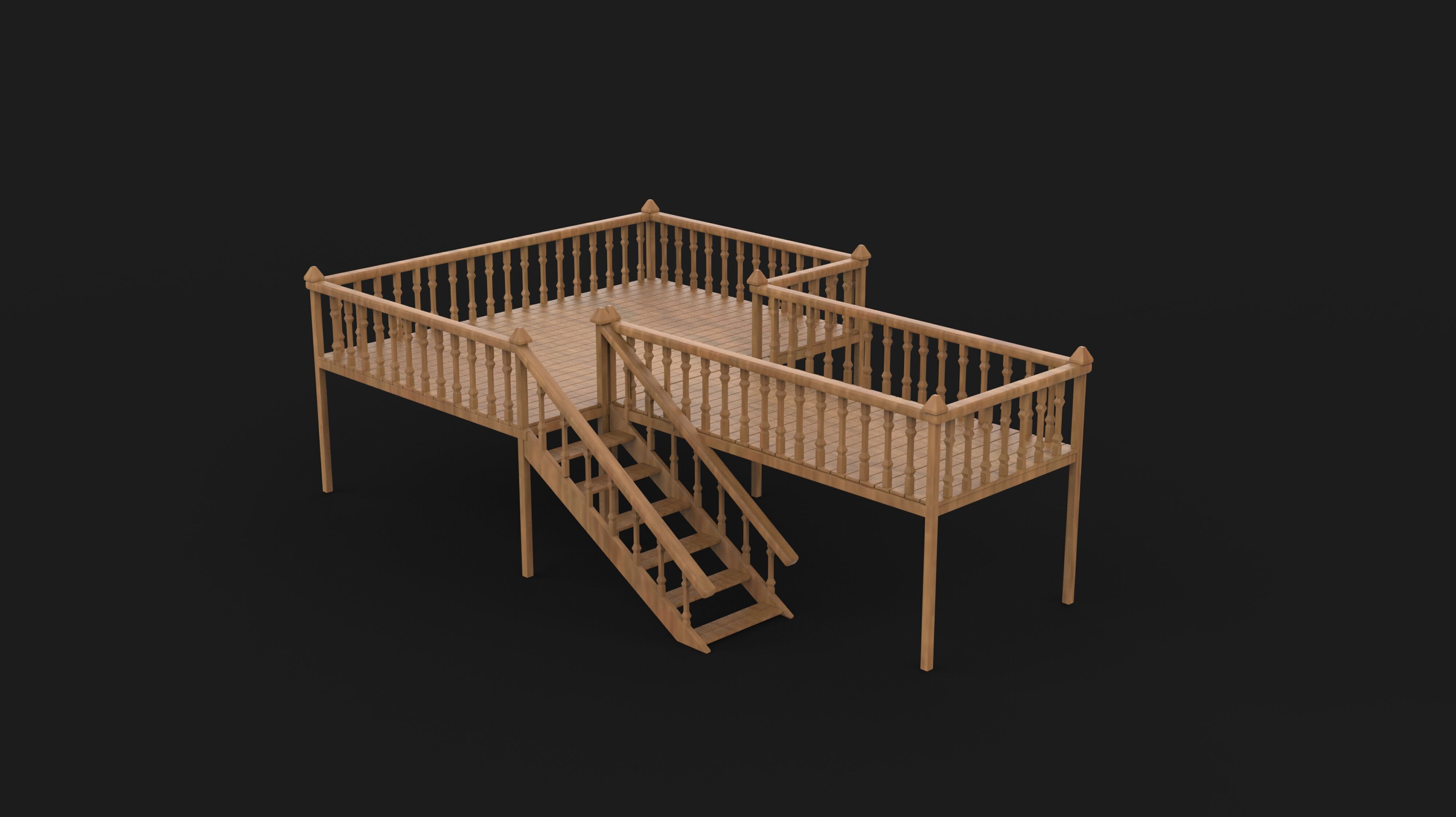 Wood Deck 3D model_7