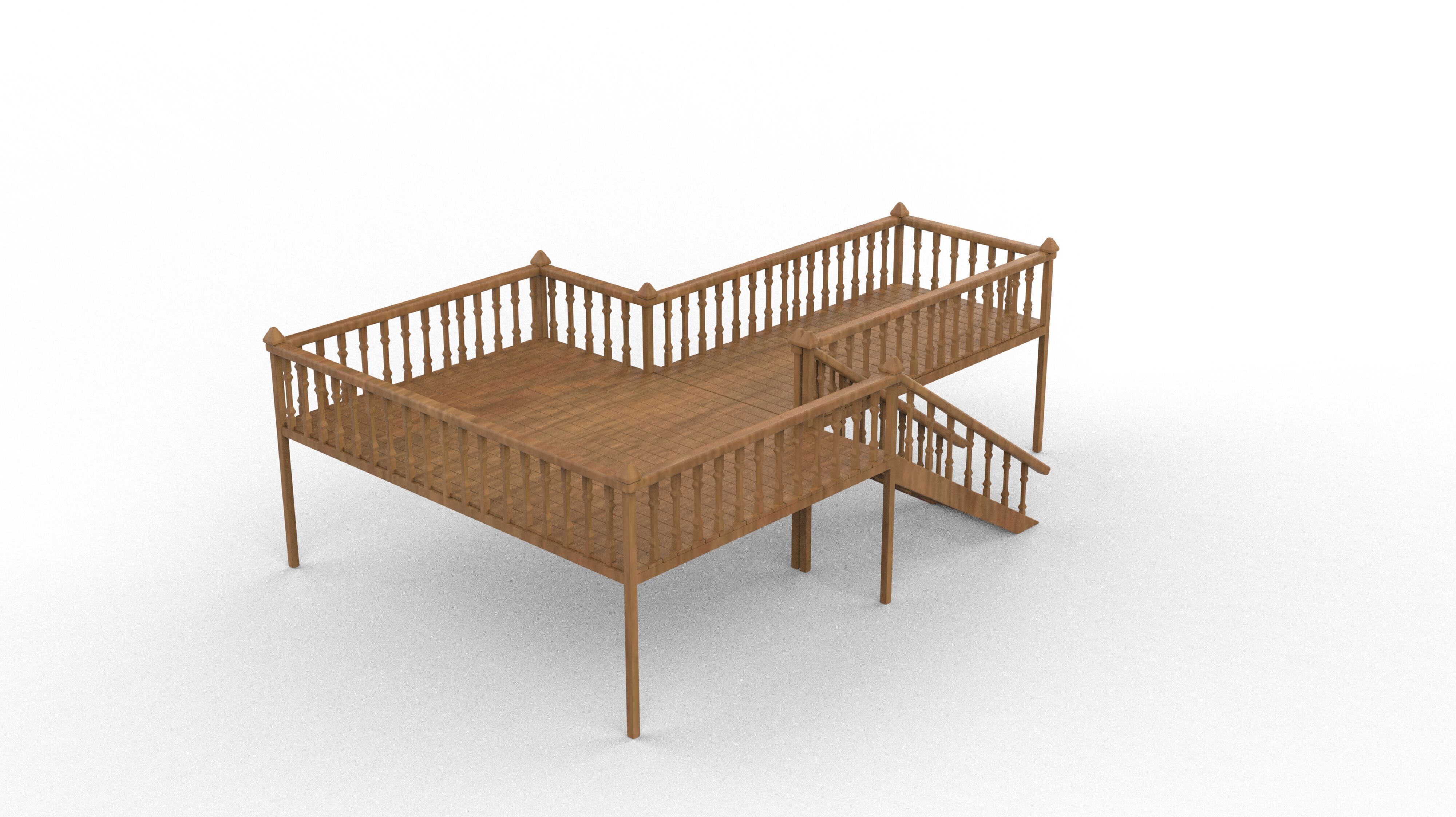 Wood Deck 3D model_5