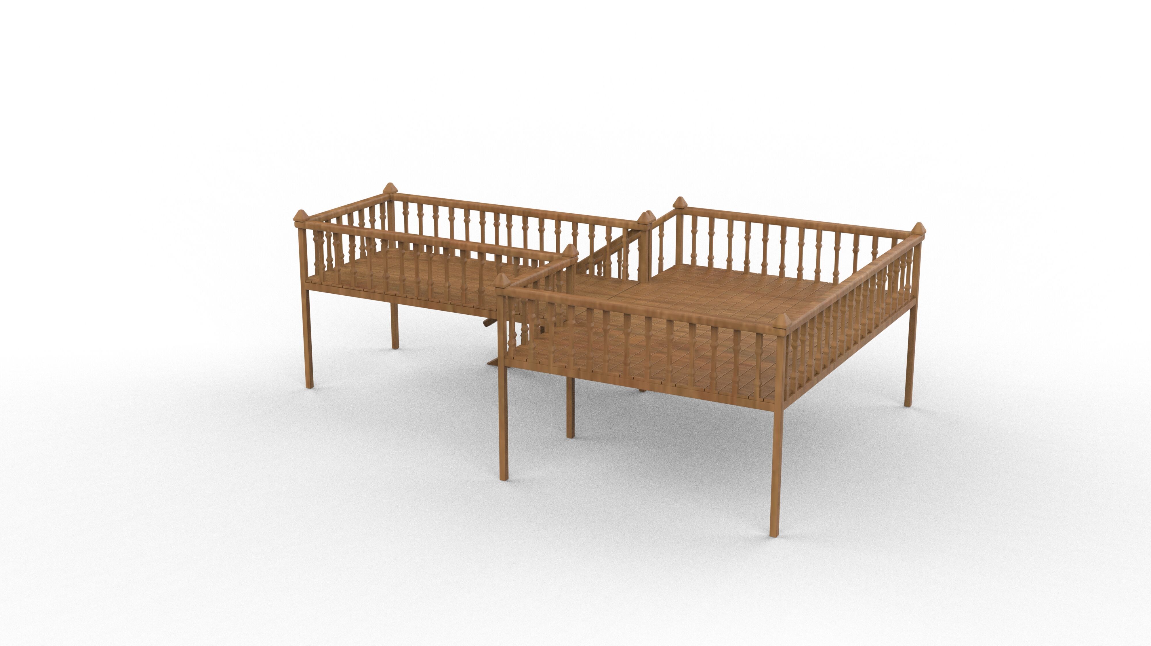 Wood Deck 3D model_4