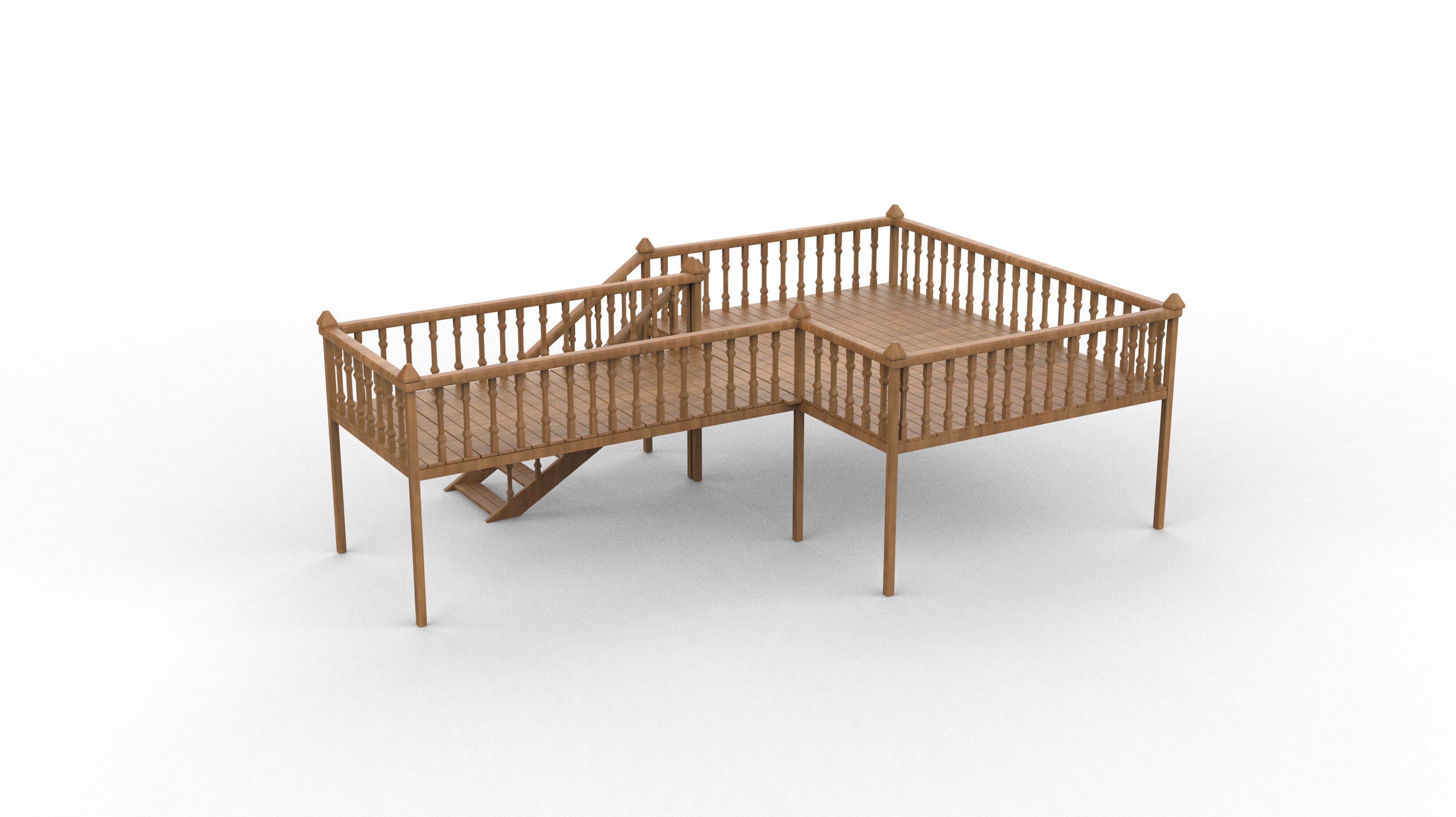 Wood Deck 3D model_3