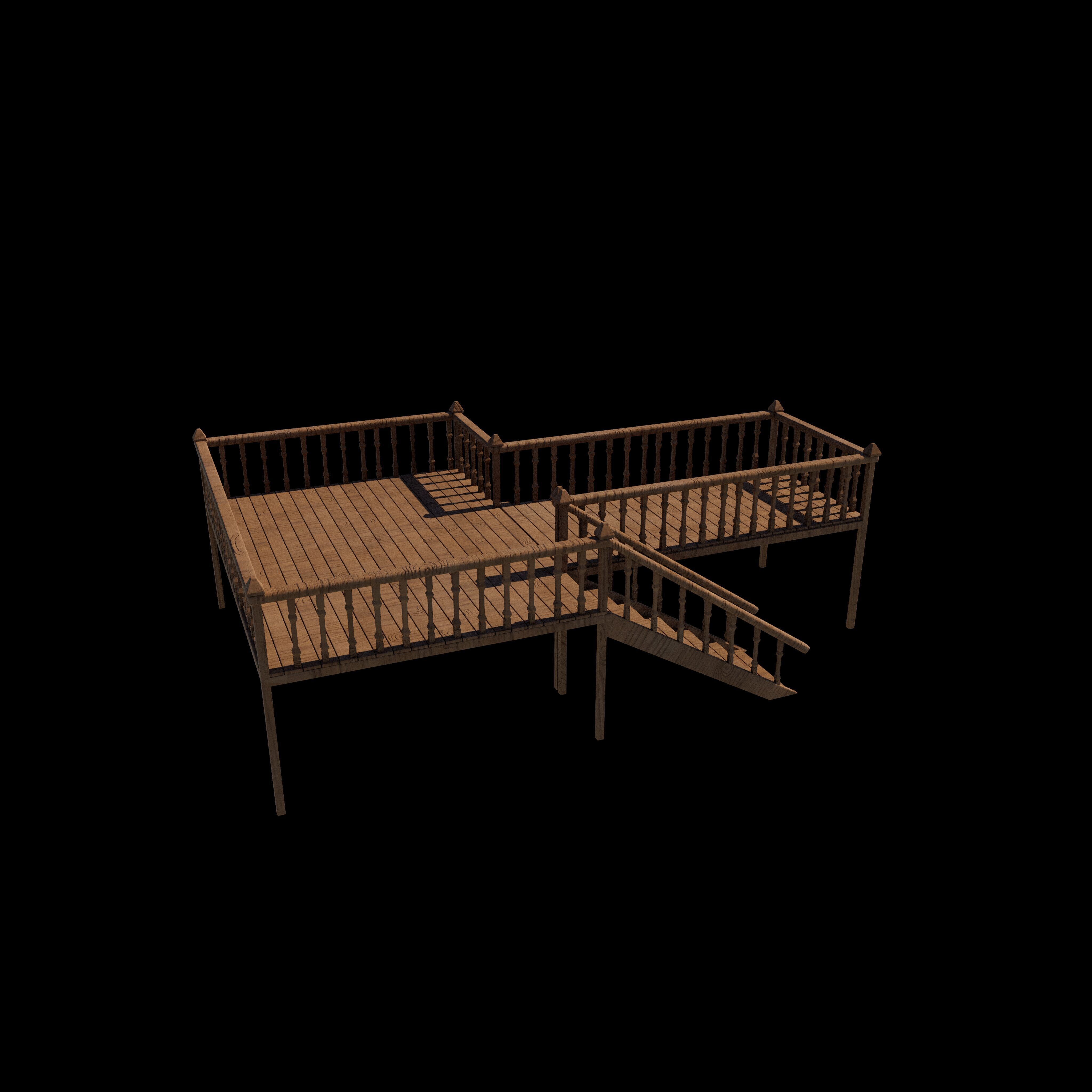 Wood Deck 3D model_9