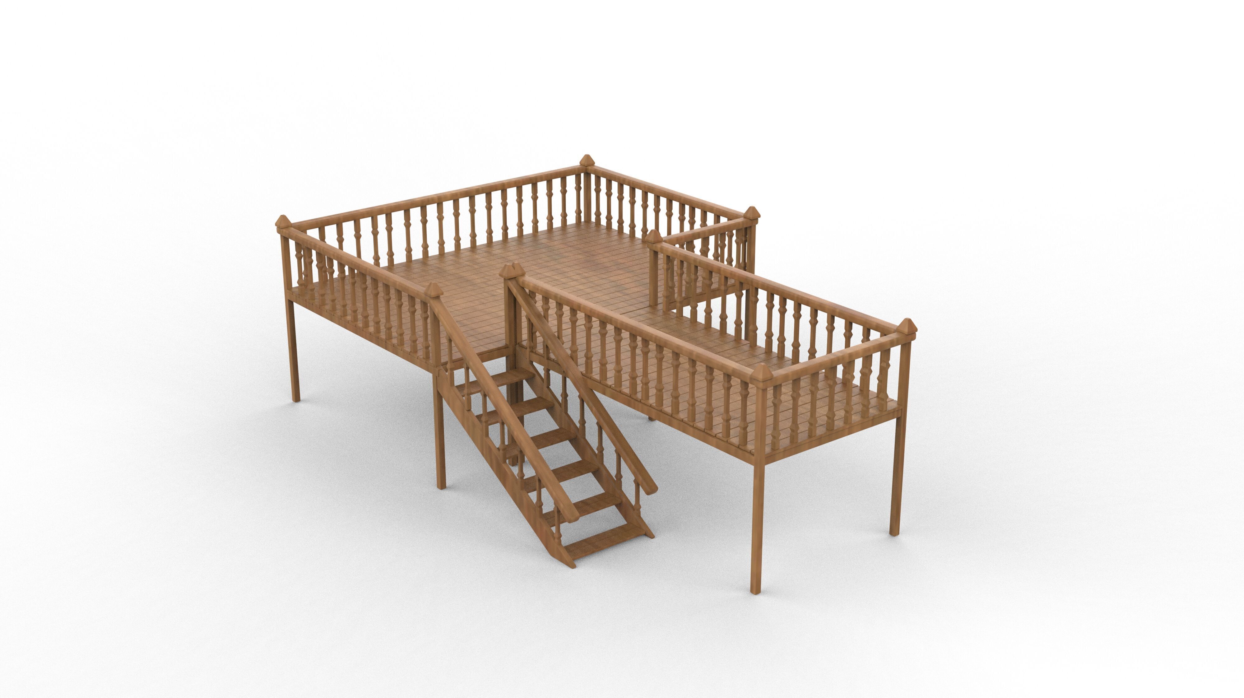 Wood Deck 3D model_6