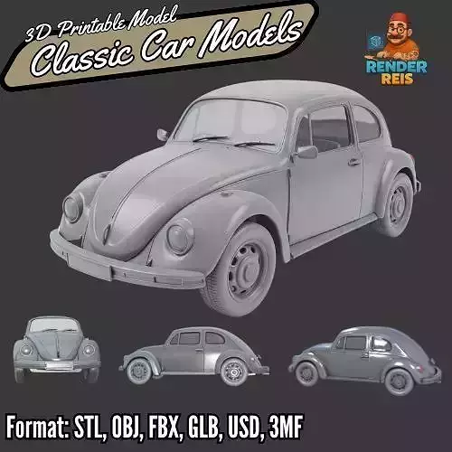  Classic Volkswagen Beetle 3D Printable Model