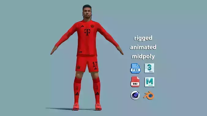 T-Pose Rigged Michael Olise Bayern Munich 24-25 3D model