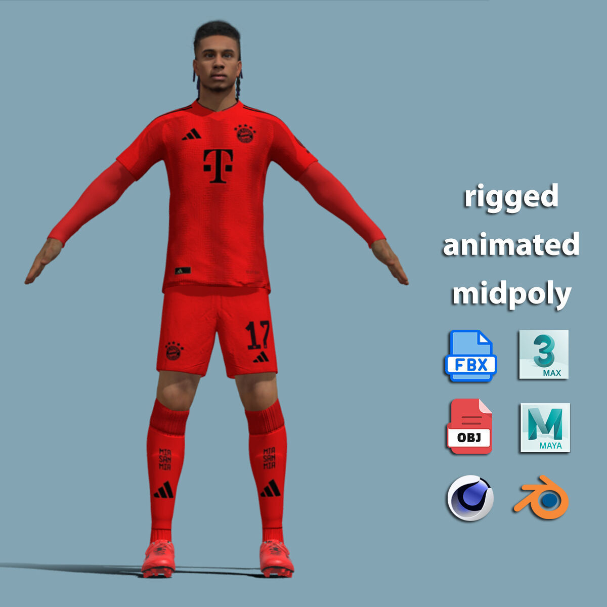 T-Pose Rigged Michael Olise Bayern Munich 24-25 3D model_2