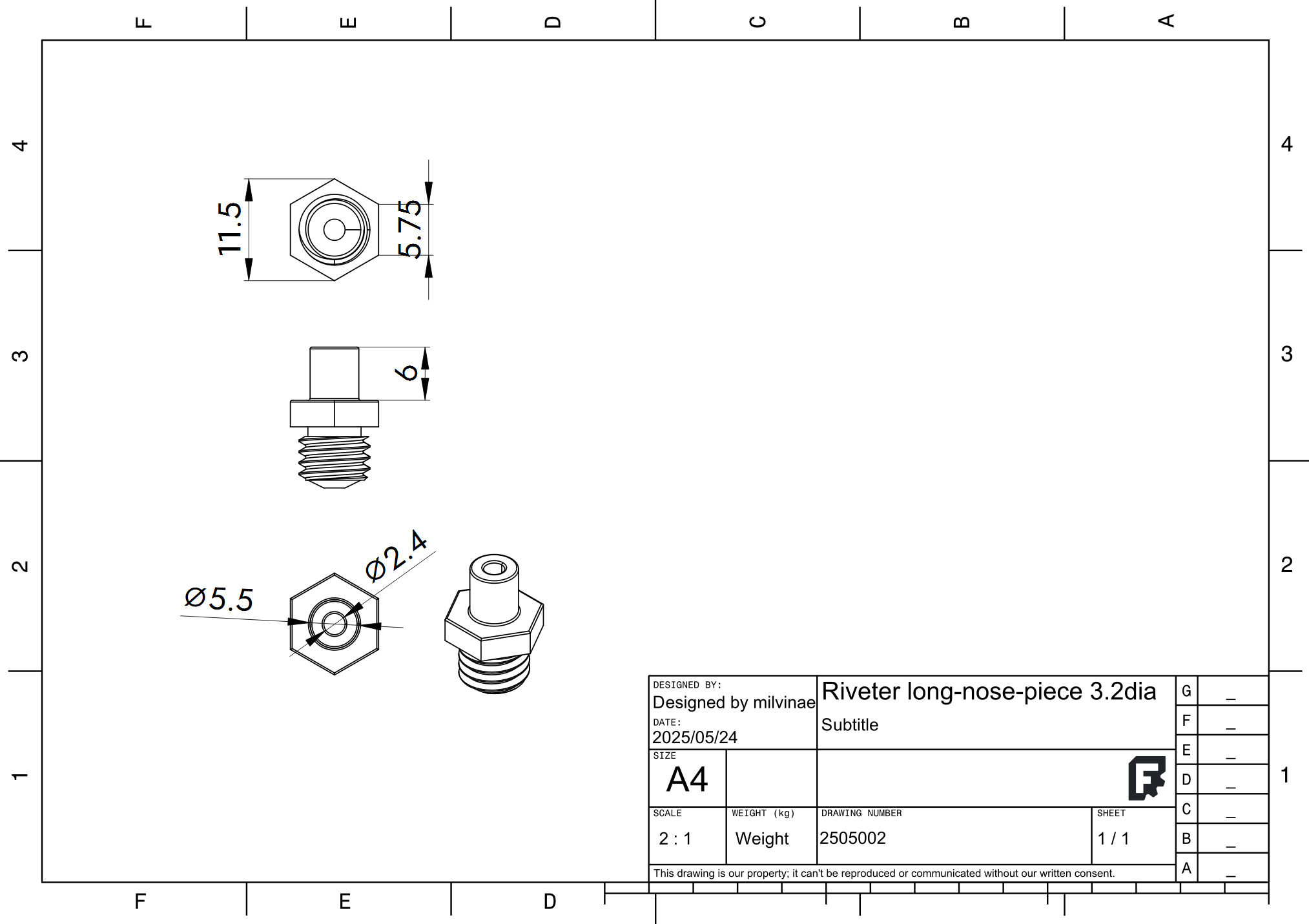 Riveter LOBTEX HR002A long-nose-piece Free 3D print model_1