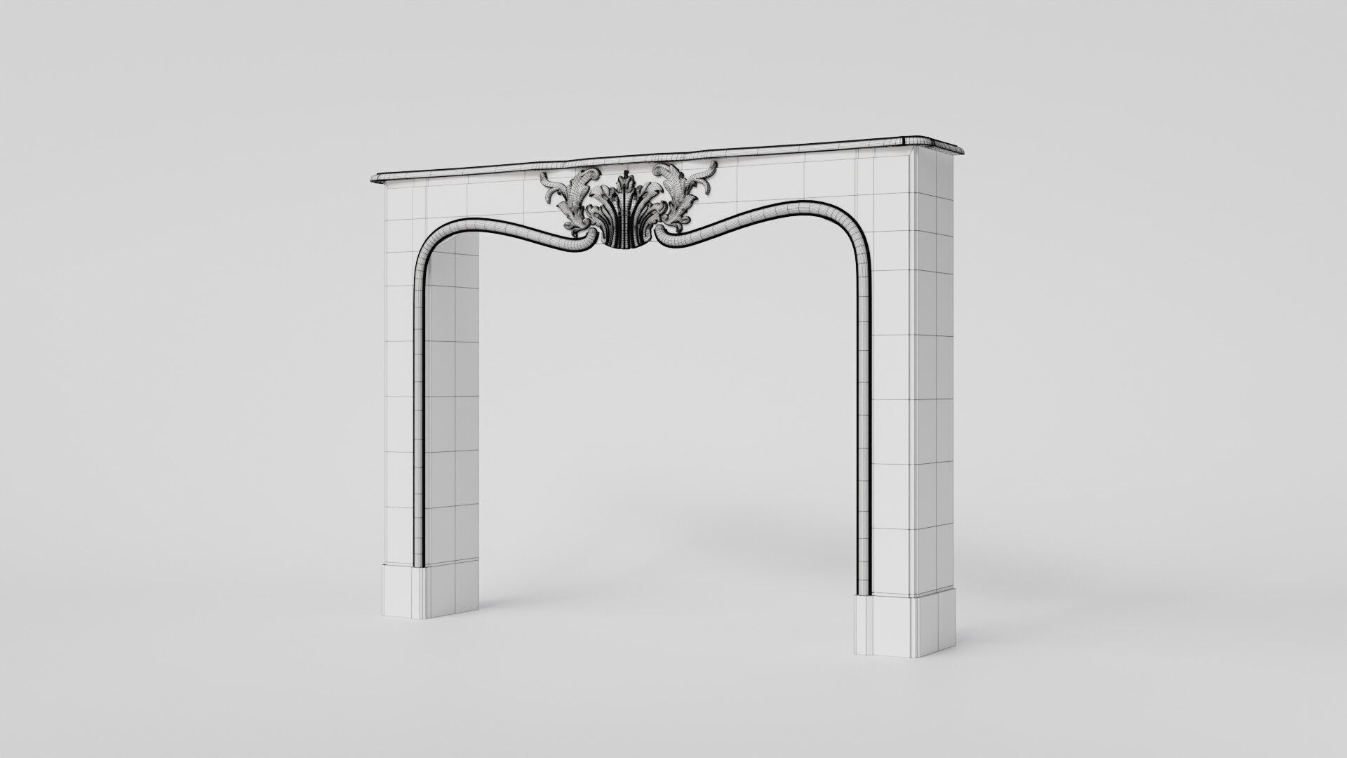 Decorative light red marble mantelpiece 3D Model 3D model_9