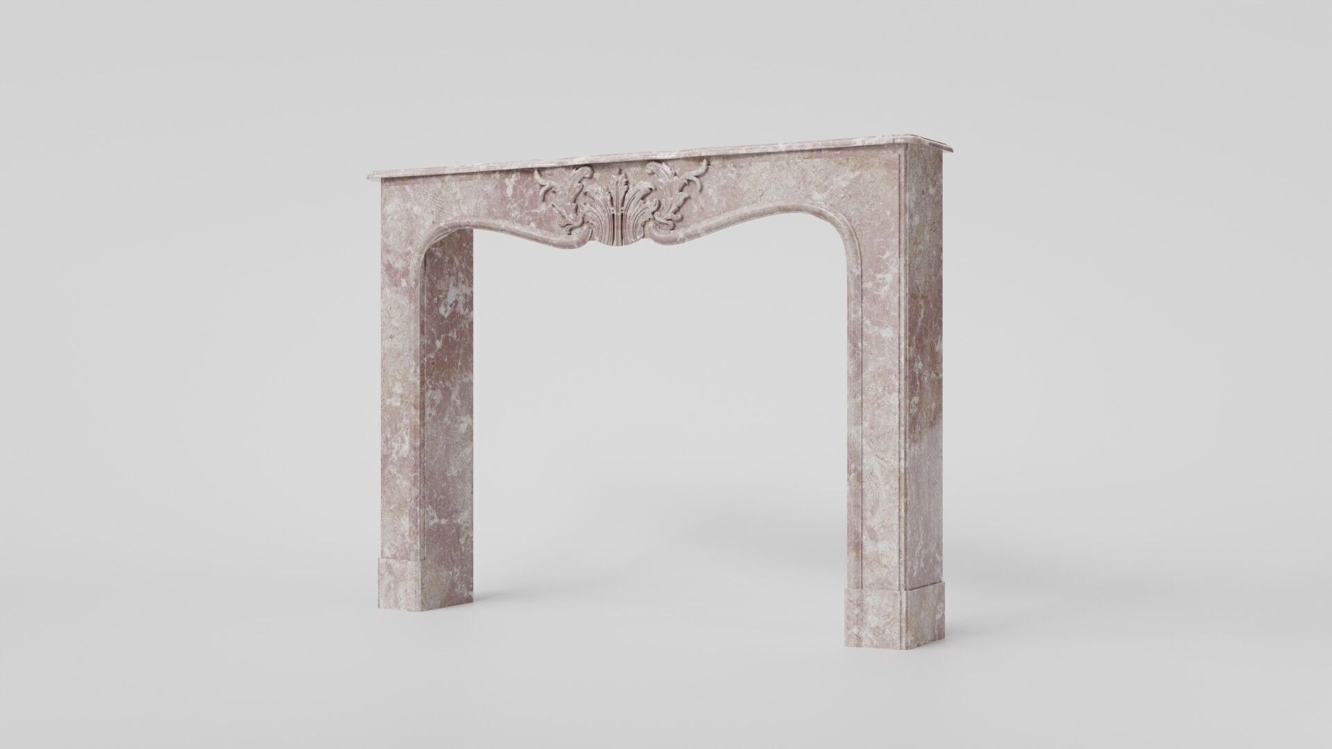 Decorative light red marble mantelpiece 3D Model 3D model_3