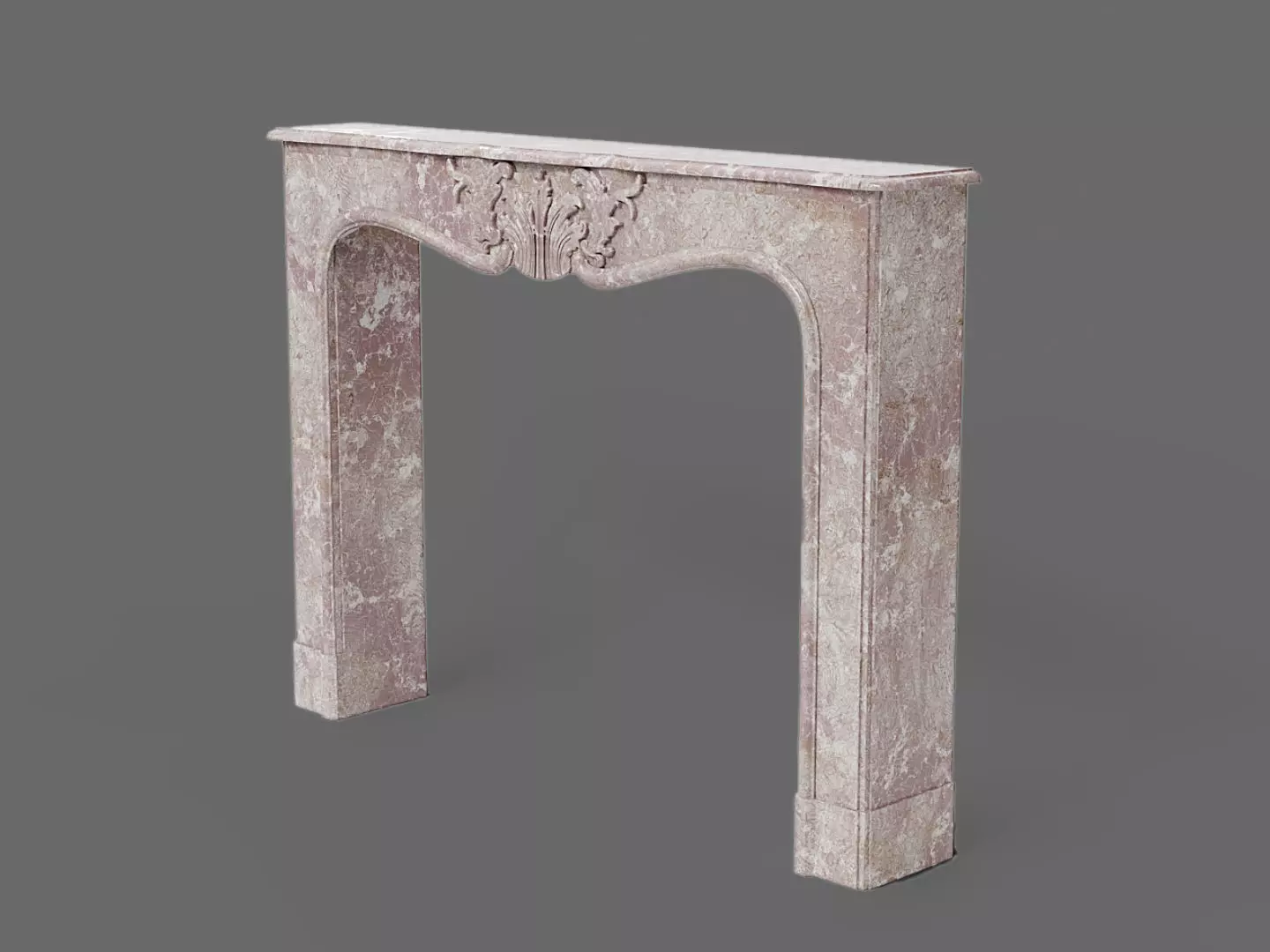 Decorative light red marble mantelpiece 3D Model 3D model_0