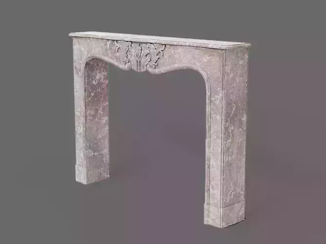 Decorative light red marble mantelpiece 3D Model