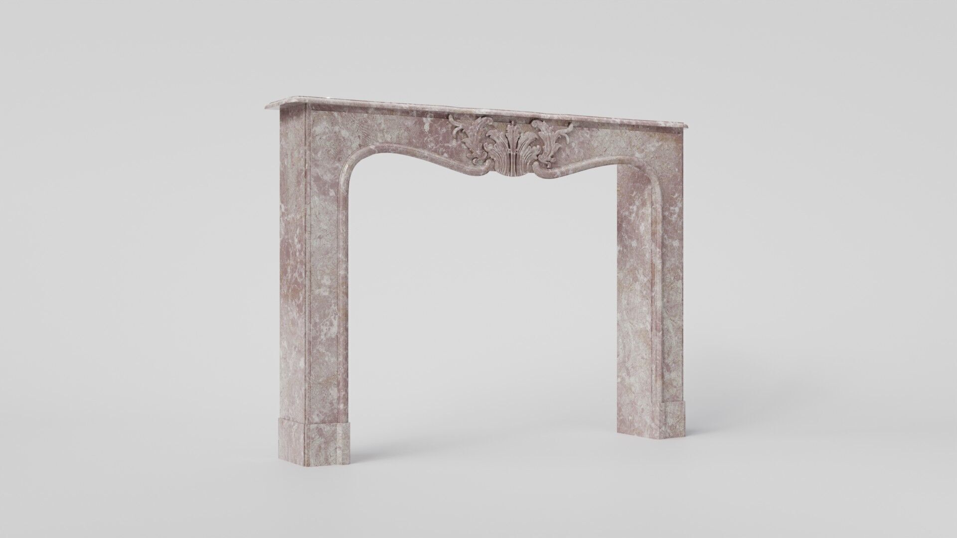 Decorative light red marble mantelpiece 3D Model 3D model_4