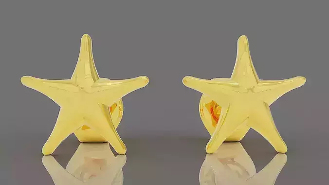 Starfish gold stud earring 3D print model