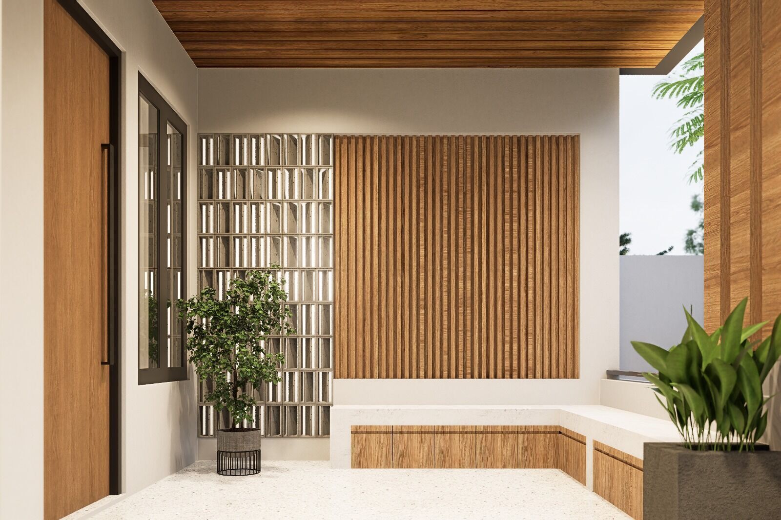 Exterior 3 floor House design rendering  3D model_5